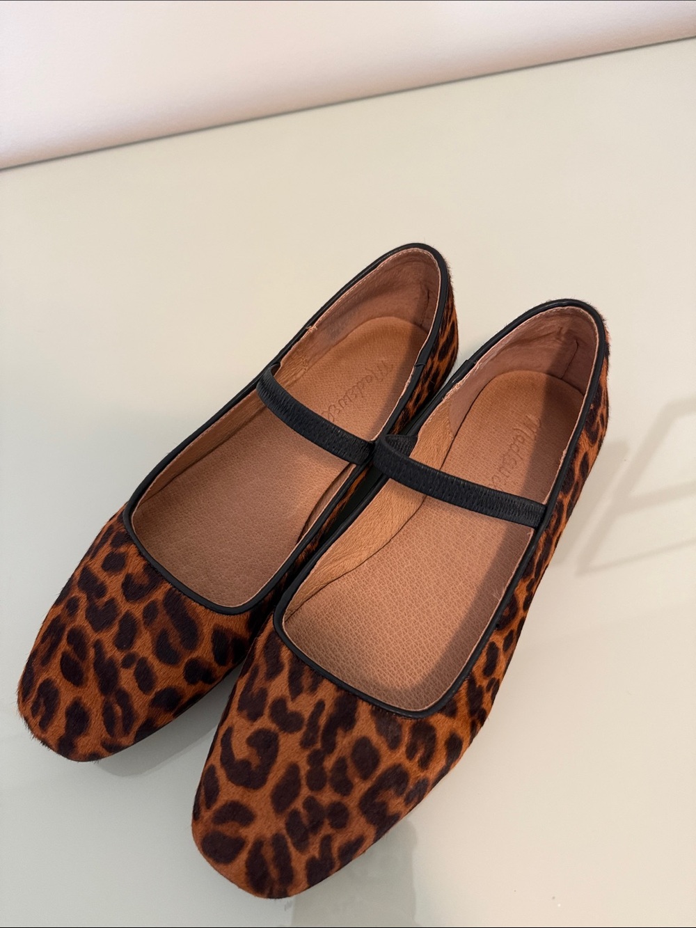 Madewell Leopard Print Mary Jane Flats in Brown and Black